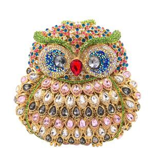 4579 Green Mini Owl Party Crystal Clutch Purses Dressy,Animal Evening